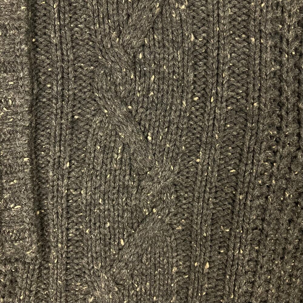 Nwot NEXT Sweater Men M Brown Wool-Blend Cable Knit Speckled 1/4-Btn Mock-Neck - Picture 4 of 11